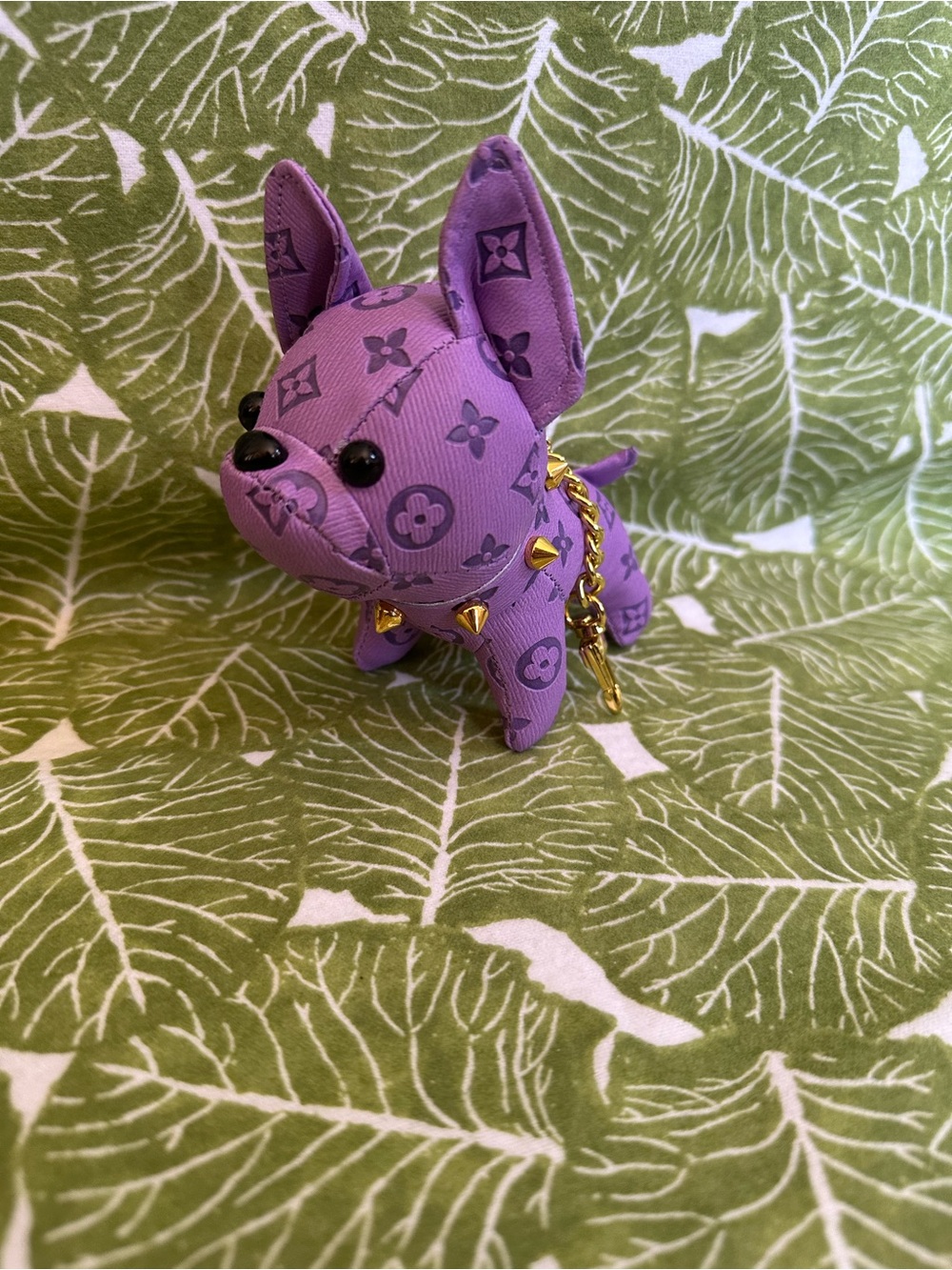 Designer-Inspired Purple Chihuahua Charm Keychain